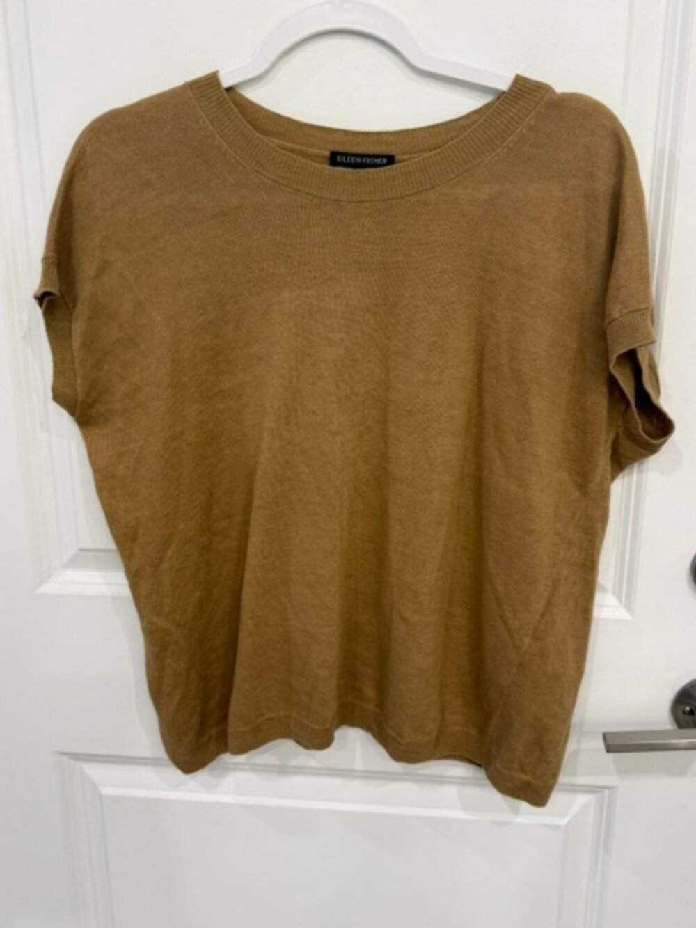 Eileen Fisher Linen Cotton Short Sleeve Lightweight Sweater